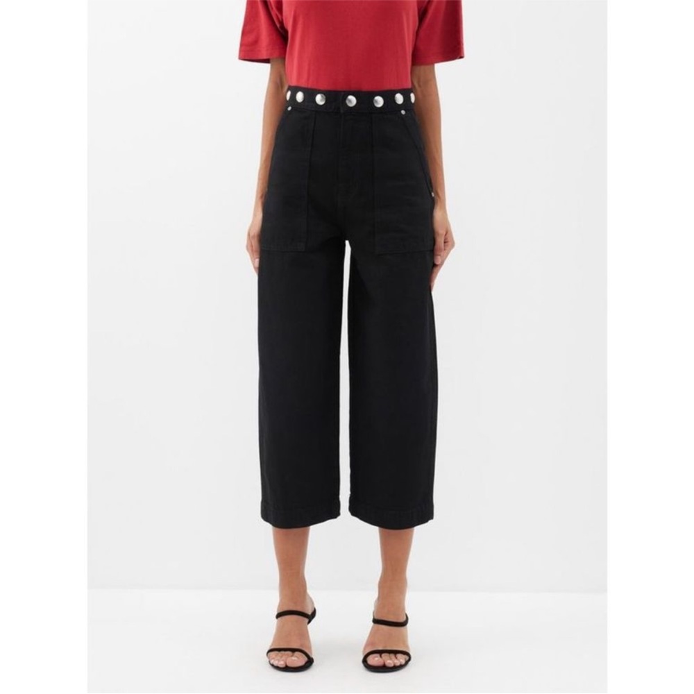 Khaite Hewey Straight-Leg Jeans with Studded Waist